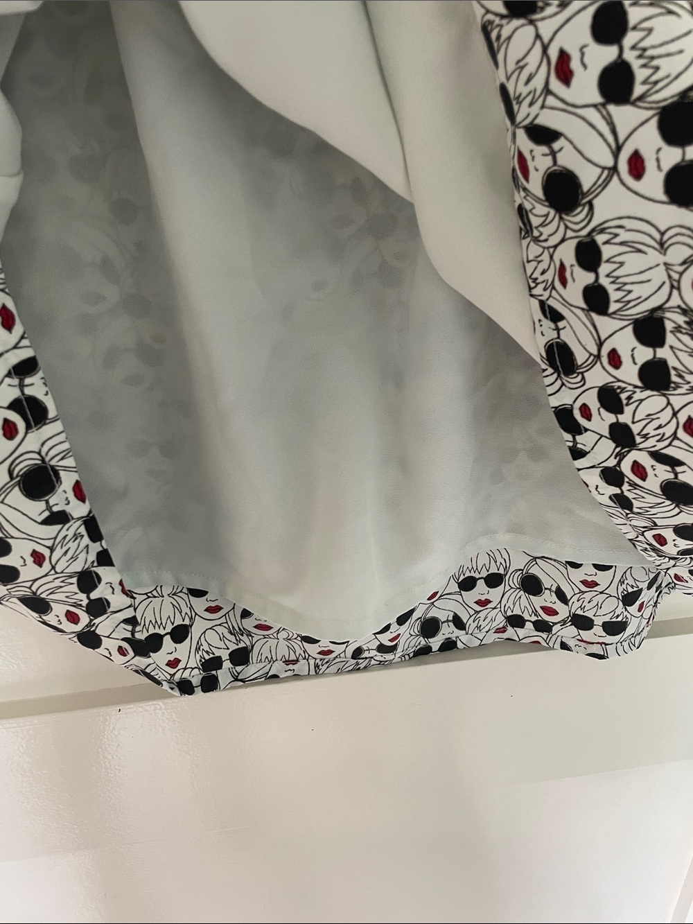 Anthropologie Porridge Getaway Faces Print Midi Skirt L Black White - Picture 7 of 9